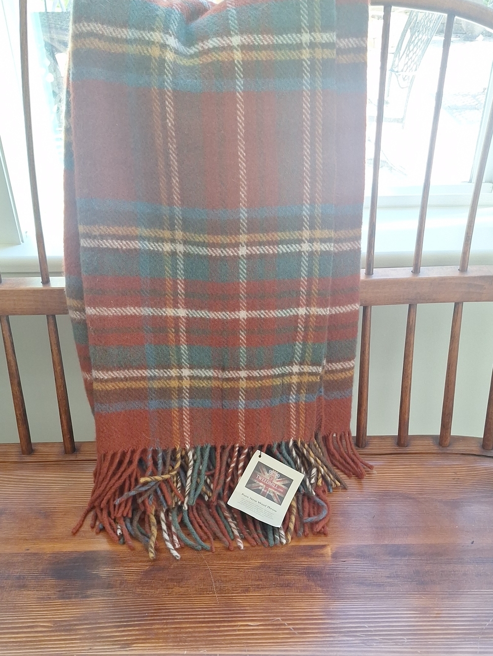Plaid Fringe Throw Blanket - Brown & Green
